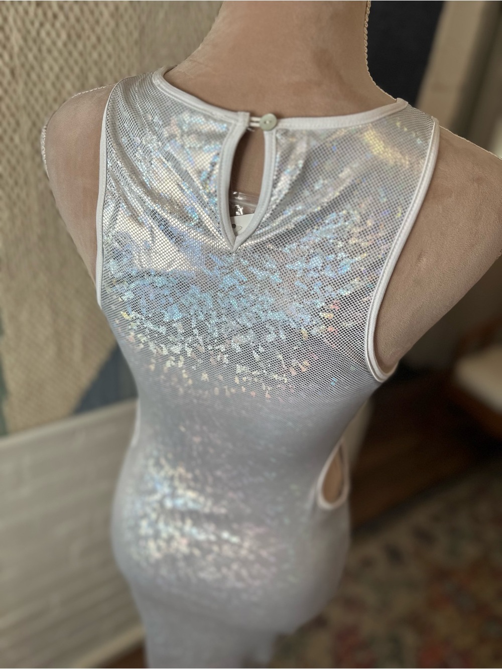 NWT Forever 21 Cut Out White Shimmer Bodycon Dress - Picture 10 of 12